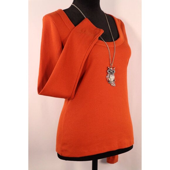 Old Navy Women's Rust Orange Ribbed Knit Long Sleeve Top Size Small‎ - Picture 2 of 12
